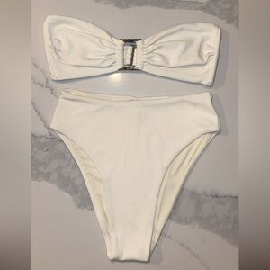 Toluca White Ribbed Bikini Set